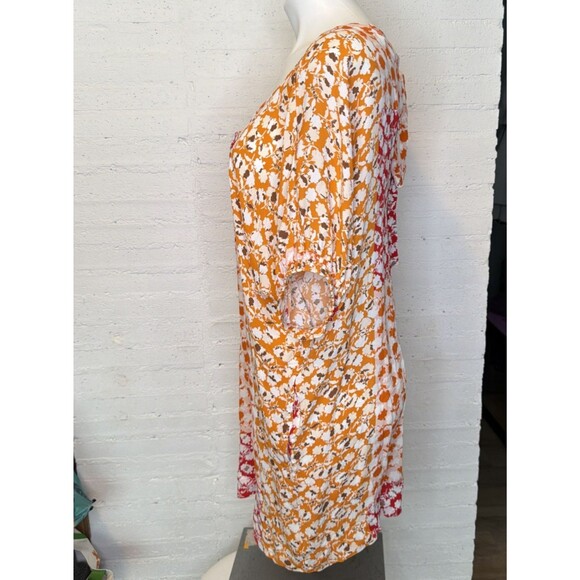 joie Lidia Dress Flame Orange Multi M Cottage Boho Summer Artsy Twee Coquette - Picture 6 of 9